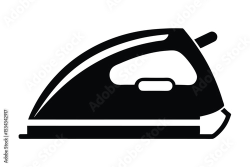 Black clothing iron illustration icon for laundry and appliance themes, household chores symbol