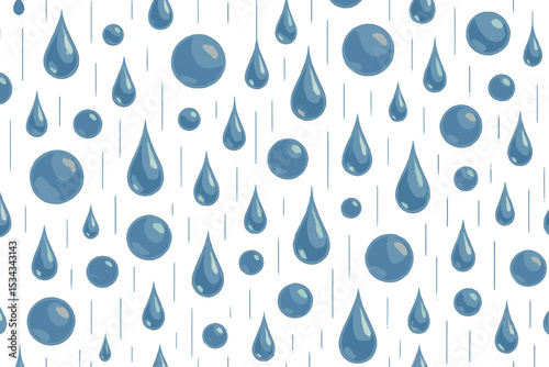 Glossy water droplets seamless rain pattern