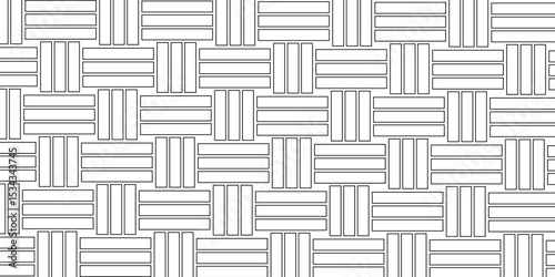 White Weave Pattern Showing Repetition Useful as Background. Minimal line Seamless geometric pattern with shapes. Decoration and maze ornament square wall tile. white rattan weave texture background.