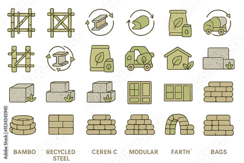 Illustrated workout icons with stretching, equipment, and fitness poses