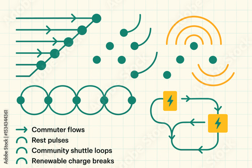 Diagram of urban mobility flows with shuttle loops and charge breaks