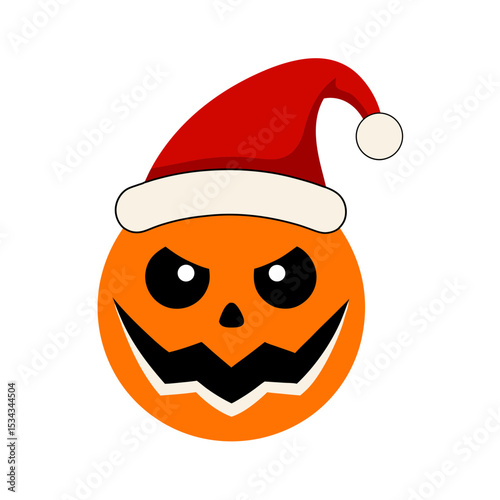 Jacko Lanterns with Santa hats vector illustration.