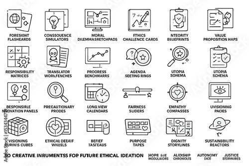 Set of icons for ethical design and future foresight tools
