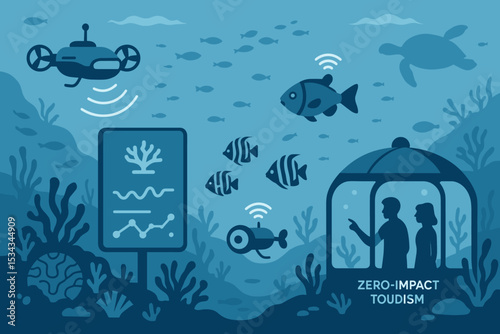 Underwater AI monitoring and eco-tourism pod in a marine conservation zone