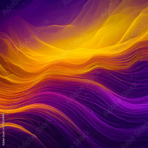 Abstract Purple and Gold Wavy Background