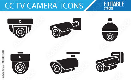 High-Quality CCTV Camera Icons for Security, Monitoring, and Surveillance Systems

