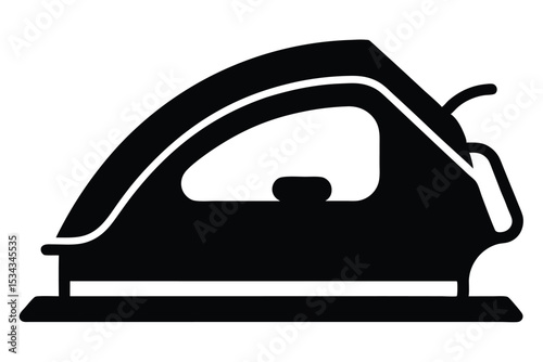 Black Silhouette of a Clothes Iron for Pressing Fabric and Apparel at Home