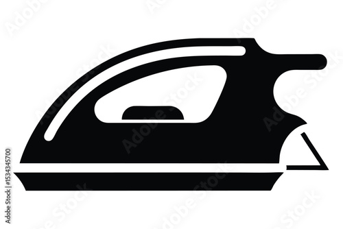 Black and White Iron Illustration for Laundry and Fabric Care Use Case Visualization