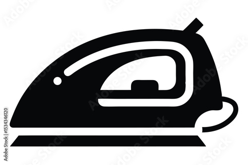 Simple Black and White Icon of a Clothes Iron for Laundry Use