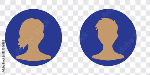 Male and female head silhouettes avatar, profile icons. Vector illustration