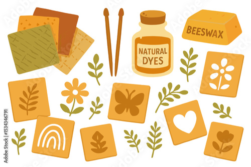 Eco-friendly crafting set with natural dyes and reusable stencils