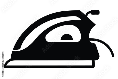 Silhouette of a Modern Flat Iron with Power Cord Design Element Icon