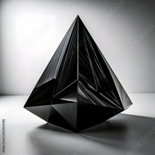 Black Diamond Pyramid Geometric Shape Reflection