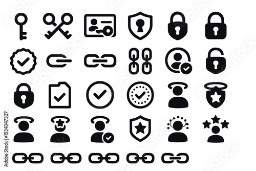 Set of icons for secure identity, reputation, and verified credentials
