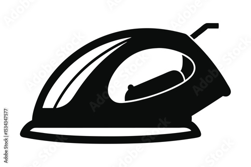 Stylized Black Silhouette of a Clothes Iron Appliance Design Element for Graphics