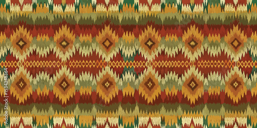 Vibrant tribal-inspired pattern featuring earthy tones.