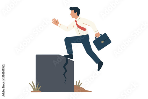 Concept of overcoming challenges and obstacles, represented through a flat vector illustration