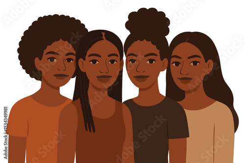 A collection of beautiful African American women, representing the concept of black beauty, as depicted in a vector illustration suitable for avatars