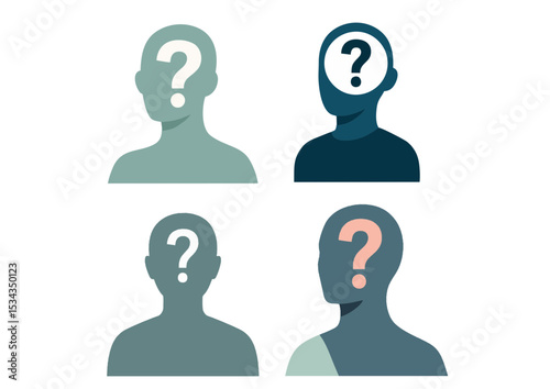 Human silhouette illustration with a question mark inside the head, symbolizing contemplation and curiosity