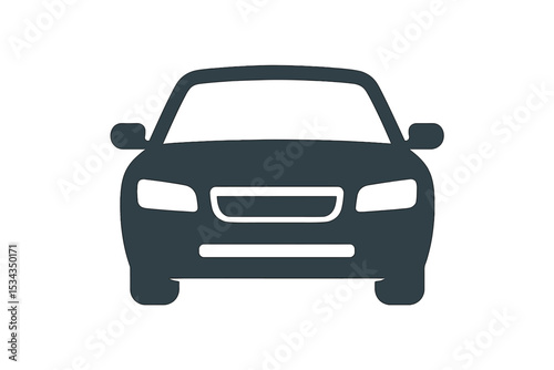 Flat vector icon of a sedan car's front view for use on apps and websites