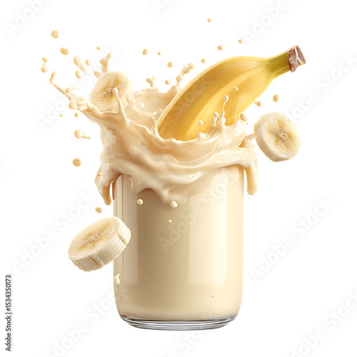 Sweet Banana Milk Splash with Vibrant Yellow Tones