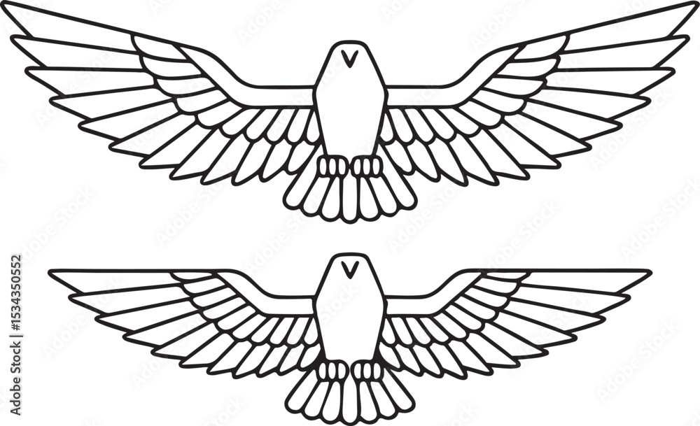 Obraz premium Flying Eagle Silhouette Vector Illustration with Wings Spread Wide Symbol of Strength and Freedom