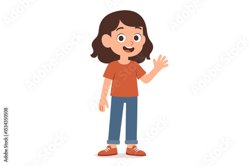 Animation character design features a girl in casual attire