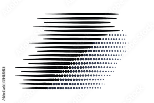 Vector illustration of an isolated object on a white background with a speed abstract pattern of halftone gradient lines