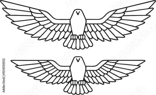 Flying Eagle Silhouette Vector Illustration with Wings Spread Wide Symbol of Strength and Freedom