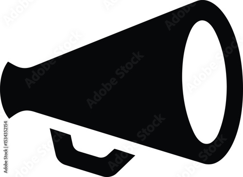 Megaphone: A stylized megaphone icon, bold in black, projecting a clear message or announcement, perfect for communication and promotion needs.