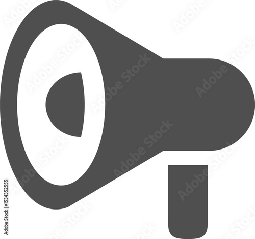 Megaphone icon : A stylized graphic representation of a megaphone, a symbol of announcement.
