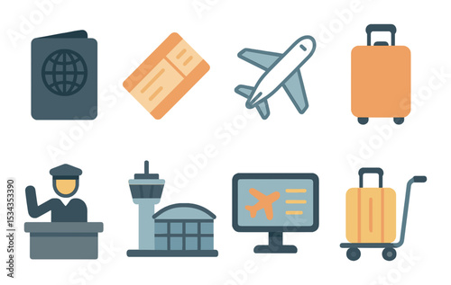 Travel essentials icons set – isometric, journey and adventure travel symbols