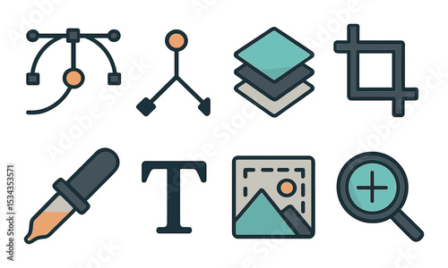 Modern ui design icons set – linear style, simple user interface symbols