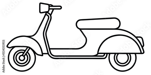Line art illustration of classic scooter side view in minimal transport style
