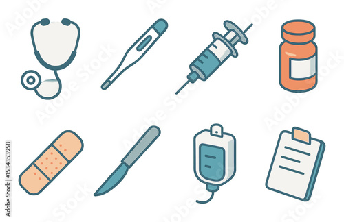 Minimalist medical icons set – outline, healthcare and hospital symbol collection