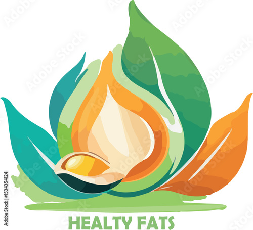 Healthy fats logo icon vector white background .
