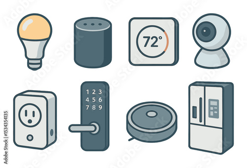 Smart home devices icons set – 3d, modern and technology symbols for smart living