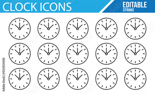 Vector Icons of Clocks, Timekeeping, and Time Display for Design Projects