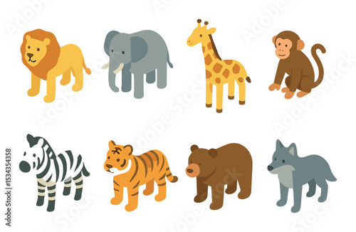 Wild animal icons set – 3d style, perfect for nature and wildlife themes
