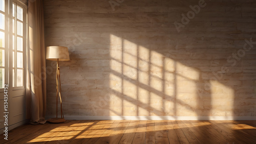  background featuring warm sunlight casting soft, natural shadows. Detailed textures such as wooden surfaces, fabric folds, leaves, or stone illuminated by golden hour light. Subtle highlights and gen