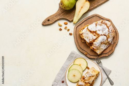 Plate and wooden boards wit...