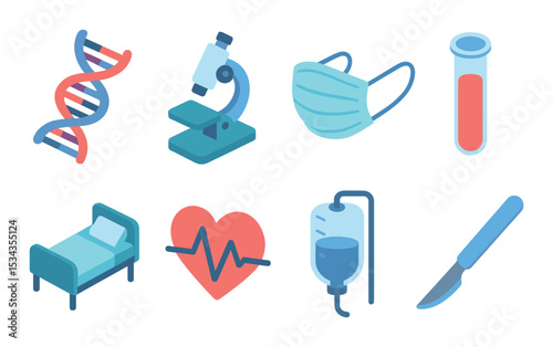 Medical icons set – flat, healthcare and hospital symbols for easy use