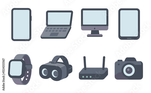Technology silhouette icons set – devices, gadgets and digital symbols