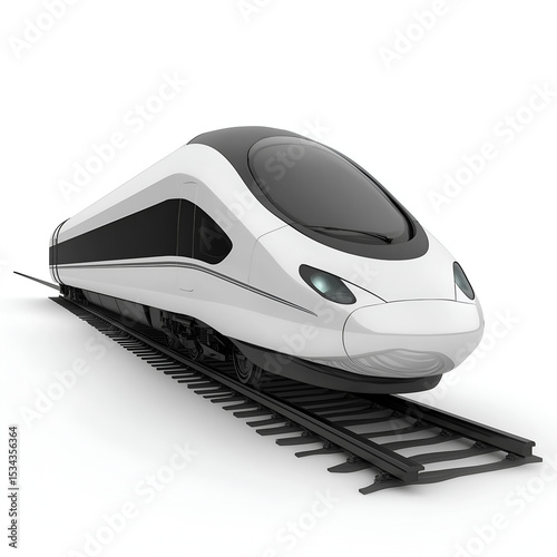 high-speed train with sleek design  isolated on a white background