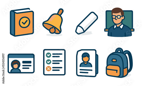 Education and learning icons set – simple, school and academic symbols