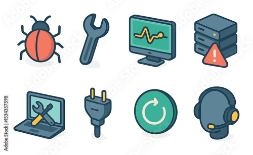 It support icons set – 3d, helpdesk and technical assistance symbols