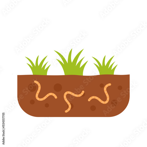 Worm crawling soil vector illustration 