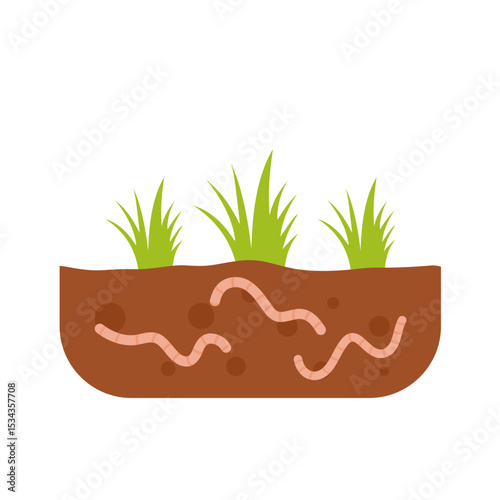 Worm crawling soil vector illustration 