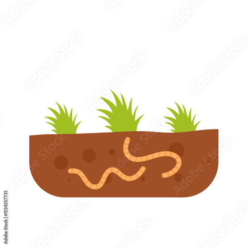 Worm crawling soil vector illustration 