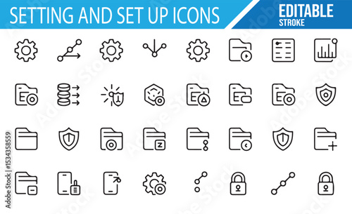 Set of Setting and Configuration Icons for User Preferences and Setup